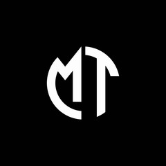 MT monogram logo circle ribbon style design template - obrazy, fototapety, plakaty