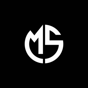 MS monogram logo circle ribbon style design template
