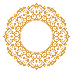 Decorative frame Elegant vector element for design in Eastern style, place for text. Floral golden border. Lace illustration for invitations and greeting cards.