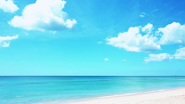 amazing Phuket Thailand tropical island beach,View of beach sea on sun light in the summer,Blue turquoise sea and white sand background.4K Video Clip