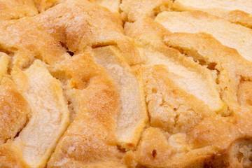 A homemade apple pie, macro and details