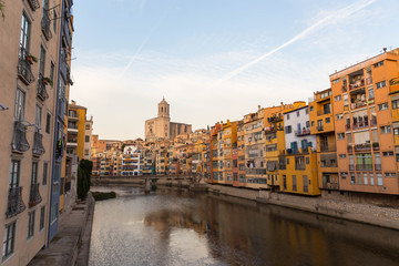 Panorama of Gerona, Costa Brava, Catalonia, Spain.