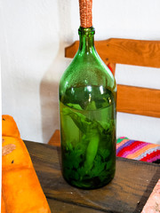 Tincture of horseradish and parsley on moonshine. A bottle of li