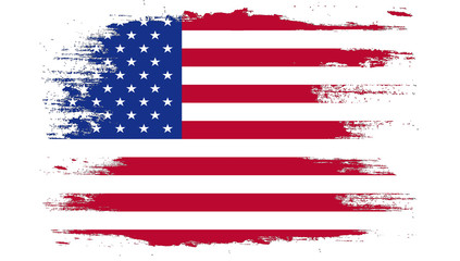 USA flag painted with brush on white background.