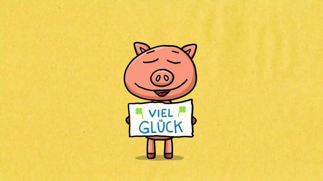 Schwein Cartoon Animation &ndash; Viel Gl&uuml;ck