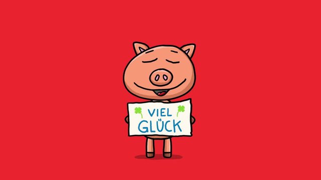 Schwein Cartoon Animation &ndash; Viel Gl&uuml;ck
