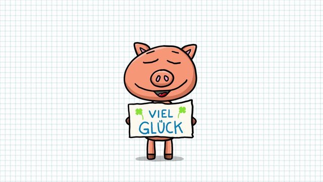 Schwein Cartoon Animation &ndash; Viel Gl&uuml;ck