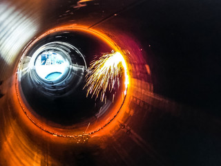 Welding seam on the pipeline. Technology of welding connections