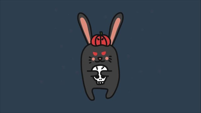 Devil rabbit have skull cartoon