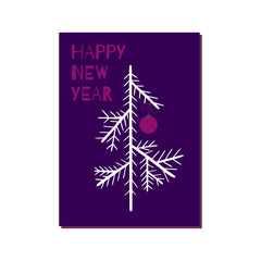 Fototapeta na wymiar Decorative tree decorated with decoration and the inscription HAPPY NEW YEAR. Template for greeting card on New Year.