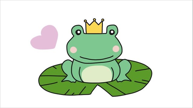 Frog prince cartoon illustration doodle style