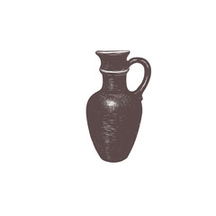  Clay jug hand drawing. Sketch jug