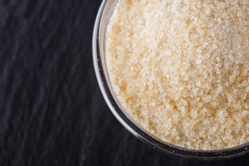 natural animal gelatin on a dark stone background