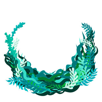 teal leaves arrangement on white background clip art preview