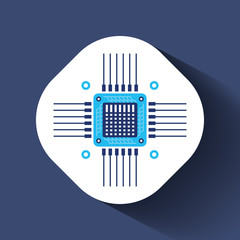 Computer chip circuit board flat icon for apps and websites