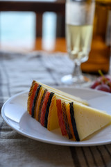 Cheese collection, variety of Spanish manchego cheese made from cow and goat milk