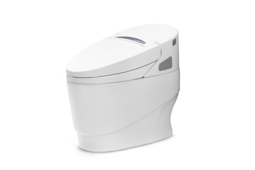 Toilet with electronic high technology. White toilet bowl. isolated on white background.