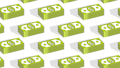 Money cash seamless background, backdrop for financial business website or economical theme ads and information, dollar currency money signs, vector wallpaper or web site background.