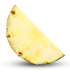 Slice of fresh ripe pineapple isolated on white. Clipping path. Element of your design.