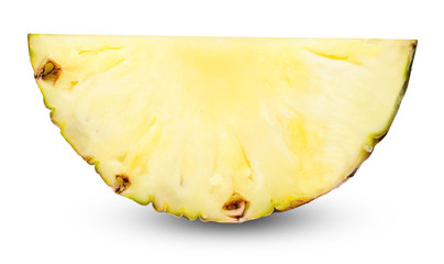 Slice of fresh ripe pineapple isolated on white. Clipping path. Element of your design.