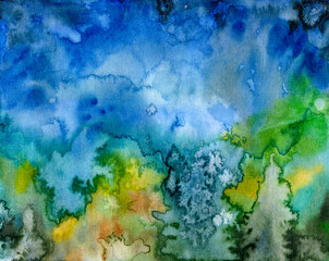 Fototapeta na wymiar Abstract watercolor background. Colorful watercolor spots are brush painted.