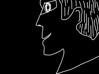 Line cartoon drawing of face