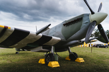 WW2 Spitfire replica parked at the runway