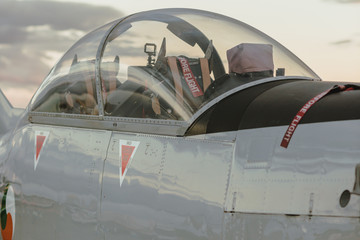 Military jet cabin closeup view