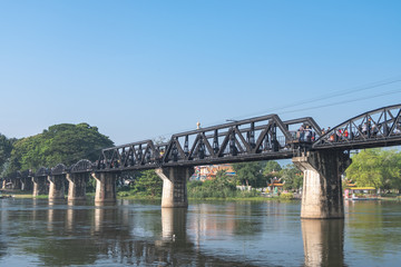 Fototapeta na wymiar Kanchanaburi River Kwai Bridge, Death Railway Bridge, Thailand