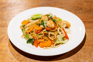 delicious food and drink in the hotel and restaurant in Champasak, Laos