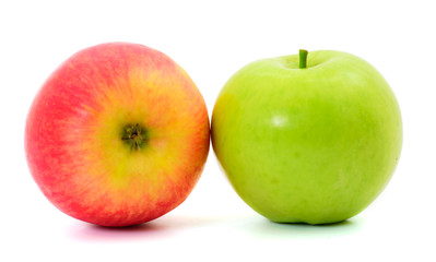  Fresh green and red apples.
