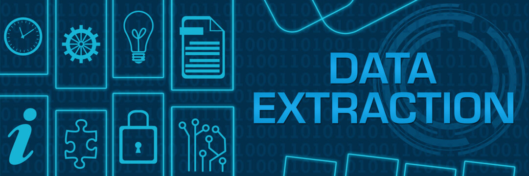 Data Extraction Blue Neon Technology Shapes Horizontal 