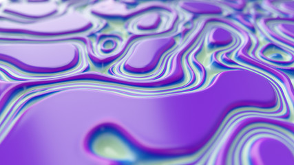 Moving random wavy texture. Psychedelic animated background. Transform abstract curved shapes. 3d illustration