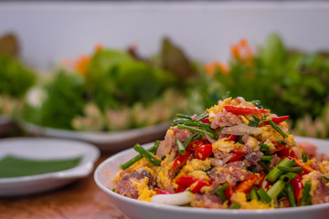 delicious food and drink in the hotel and restaurant in Champasak, Laos