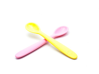 plastic spoon isolated on white