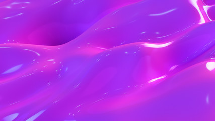 Abstract motion background. Purple modern fluid noise background. Deformed surface with reflections. 3d illustration