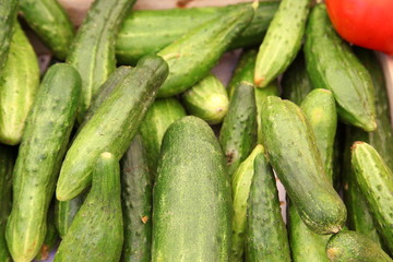 Green Cucumbers At A Street Market