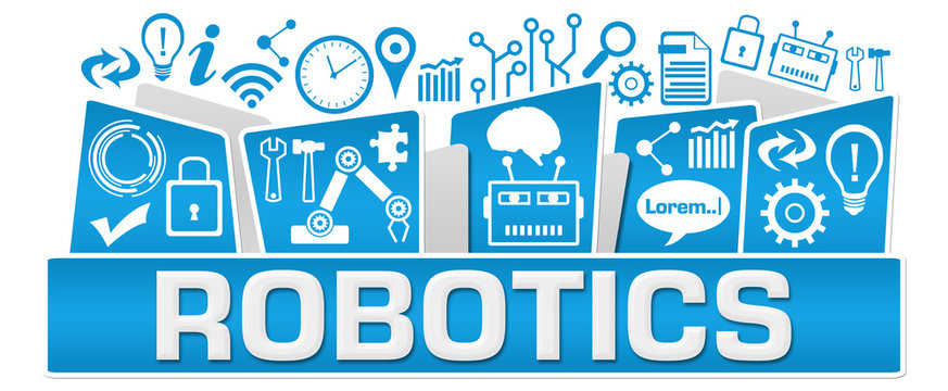 Robotics AI Symbols On Top Blue 