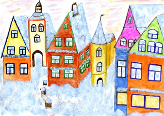 Winter village art