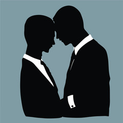 Silhouettes of Gay couple Vector