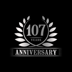 107 years logo design template. Anniversary vector and illustration template.