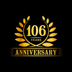 106 years logo design template. Anniversary vector and illustration template.