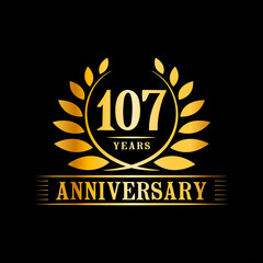 107 years logo design template. Anniversary vector and illustration template.