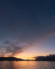 Sunset in Kotor Bay. Tivat, Montenegro