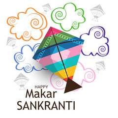 Vector illustration of a Background for indian Festival Happy Makar Sankranti.