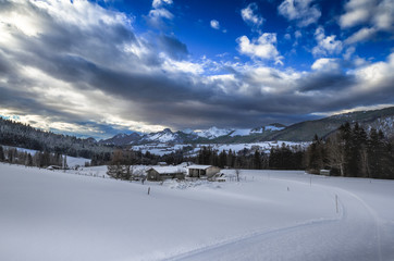 winter cross-country skiing landscape Reit im Winkl, bavaria, alps