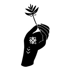 Vector mystic  henna hands isolated on white background