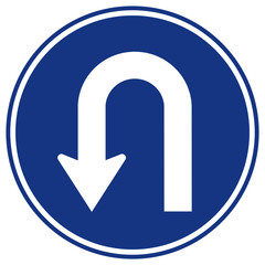 U-Turn Left Traffic Road Sign,Vector Illustration, Isolate On White Background Label. EPS10