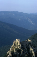 Fototapeta na wymiar France. Arriège. le chateau cathare de Puilaurens. Puilaurens Cathar Castle