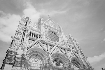 Siena Cathedral, Italy. Black and white vintage toned.